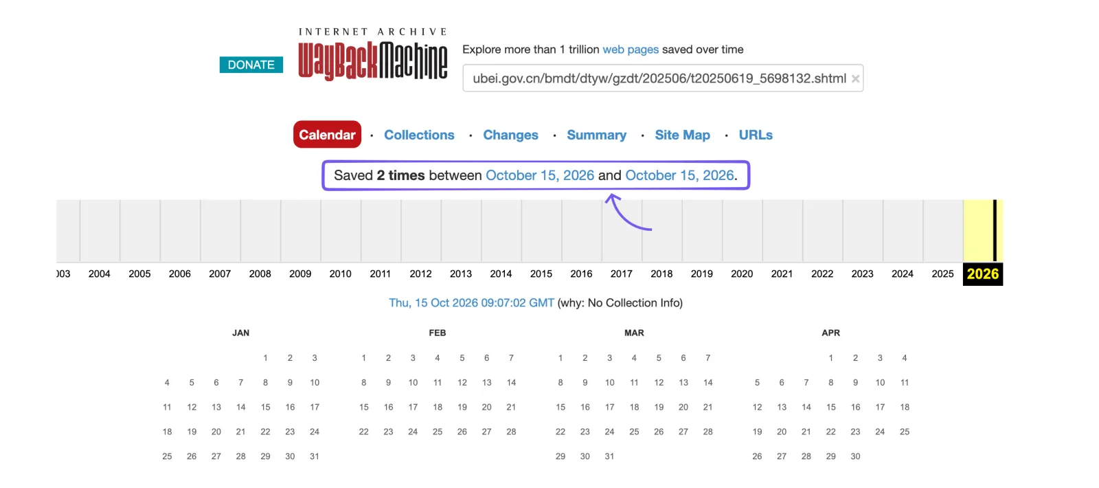 Web Archive 显示该文章在 2026 年 10 月 15 日有两次归档